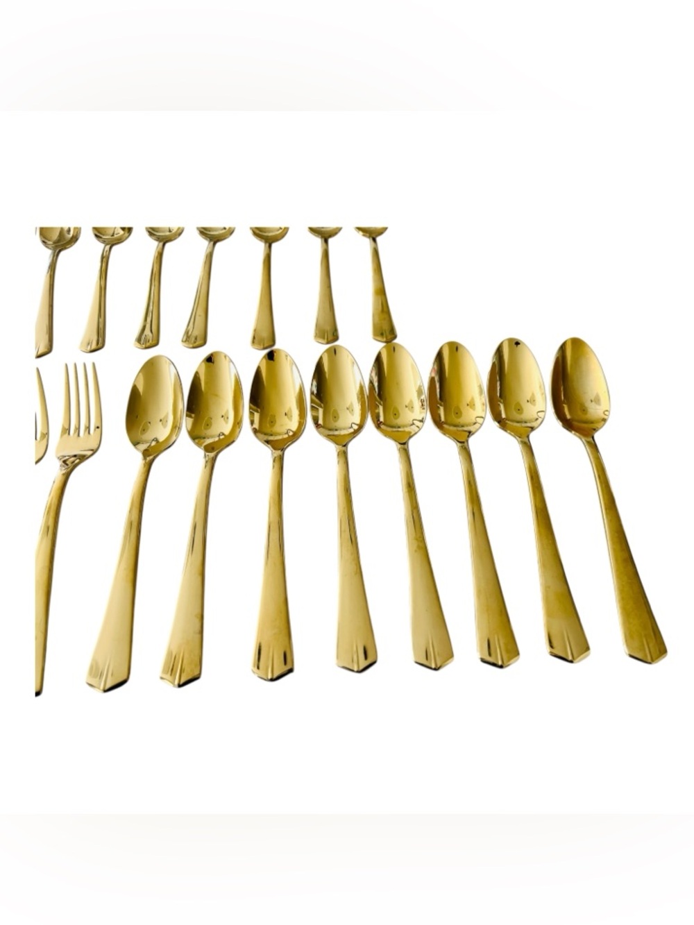 Cambridge Gold Flatware Set Service for 8 Stainless Steel Modern Vintage - Picture 2 of 5